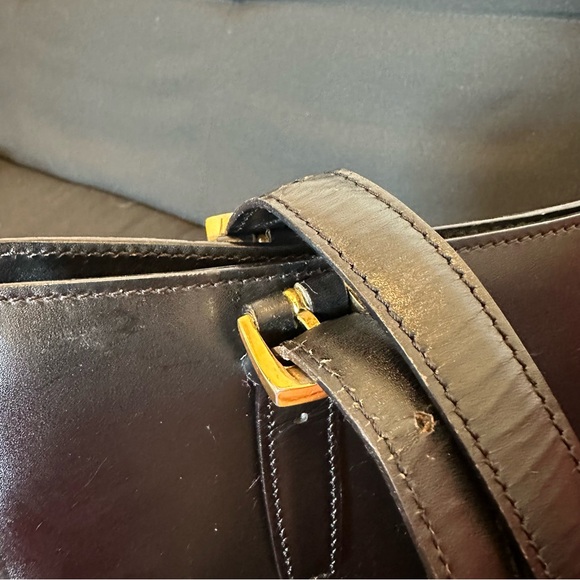 Authentic Celine Paris Shoulder School Work Bag Black Leather Gold Made In Italy - Picture 9 of 16